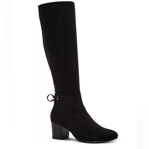 Charter Club Jaccqued Black Stretch Boots Size 7 Wide Calf  New in Box